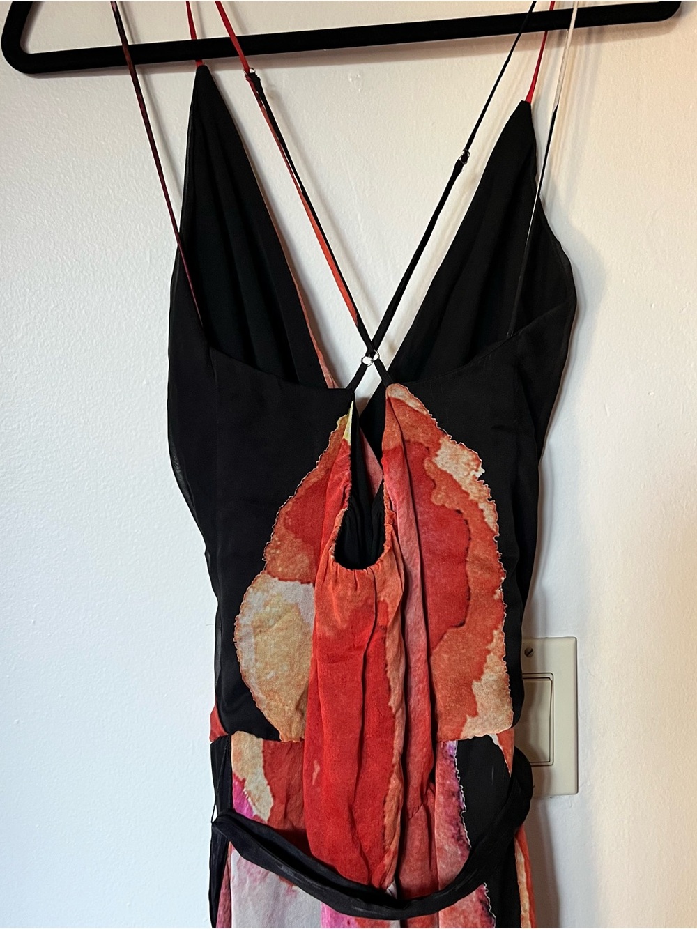 Haute Hippie Dress 100% Silk Abstract Multicolor Wrap Tie Waist Midi Dress Sz L - Picture 2 of 10
